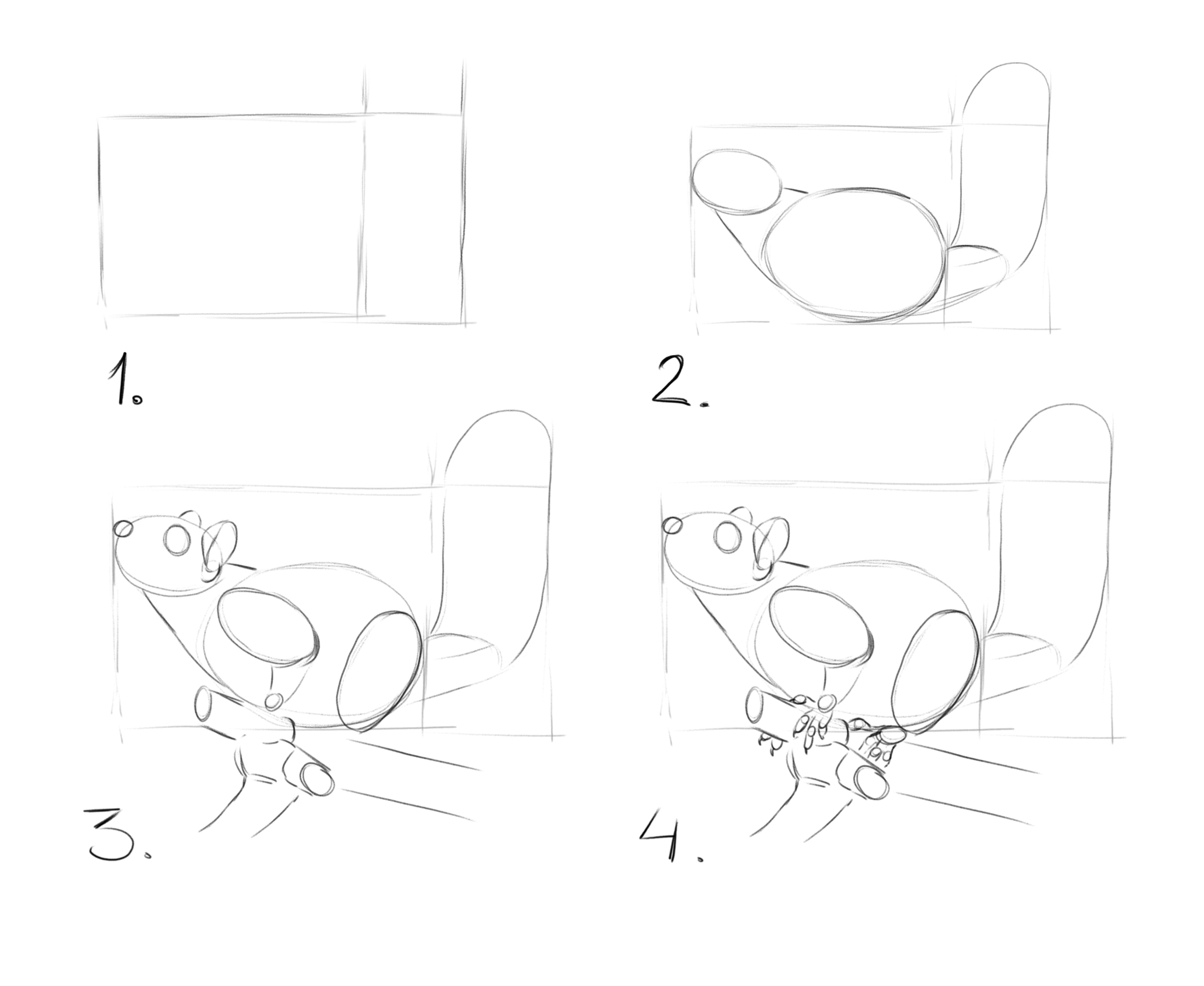 a stepwise tutorial on how to draw a squirrel