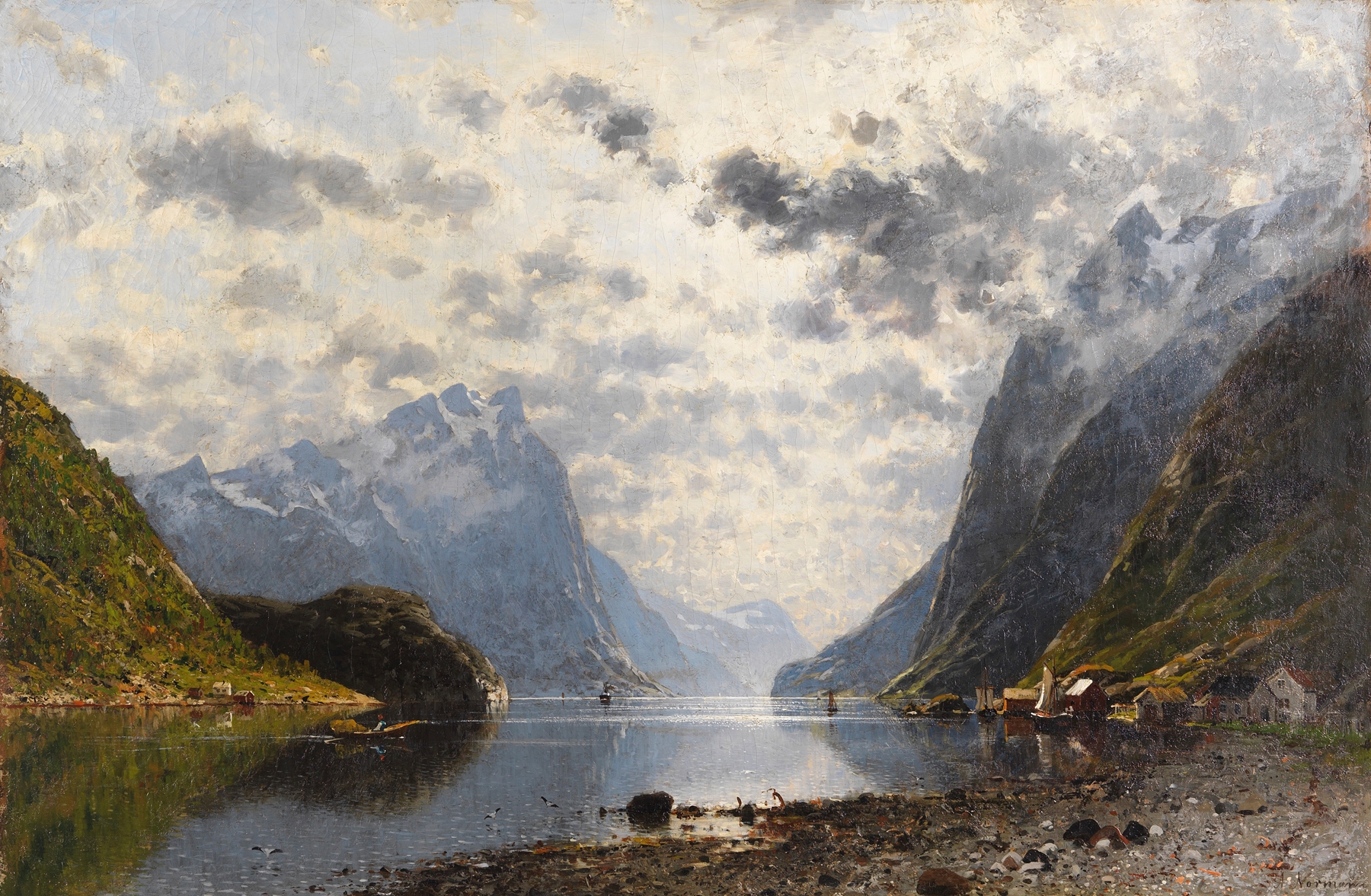 oil painting of a norwegian fjord